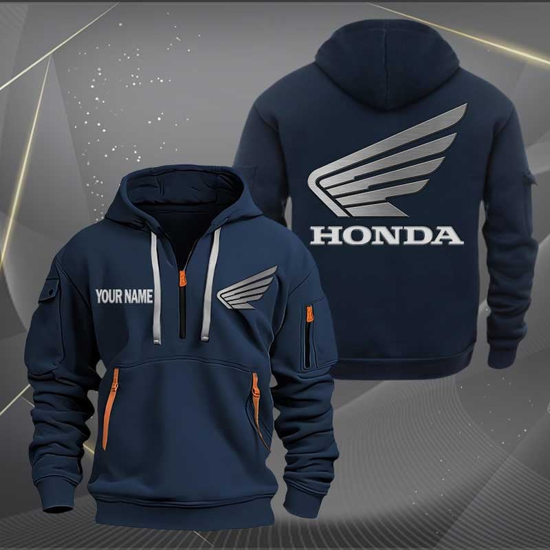 Sportswearmerch Honda Motorcycle Half Zip Hoodie For Fan