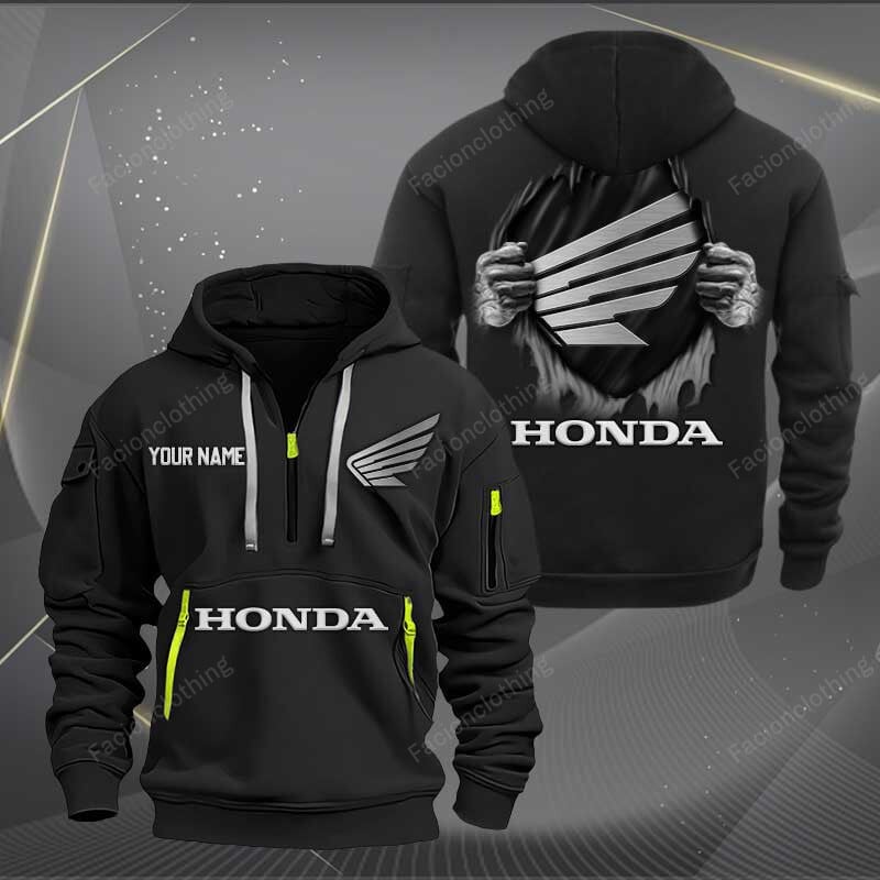 Sportswearmerch Honda Motorcycle Half Zip Hoodie For Fan
