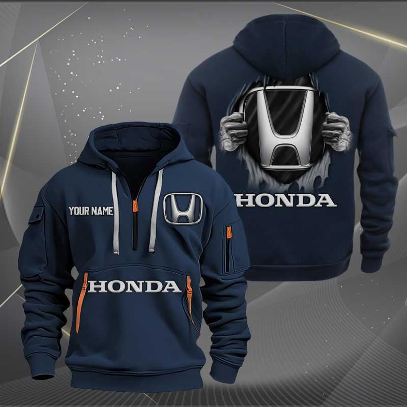 Sportswearmerch Honda Motorcycle Half Zip Hoodie For Fan