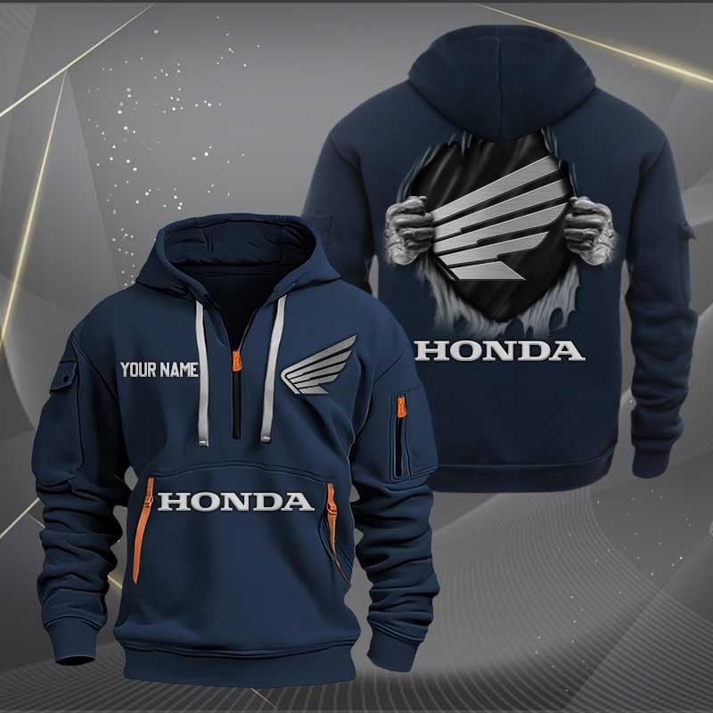 Sportswearmerch Honda Motorcycle Half Zip Hoodie For Fan