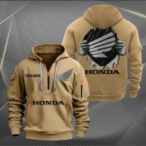 Sportswearmerch Honda Motorcycles Personalized Half Zip Hoodie For Fan