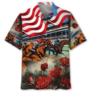 Sportswearmerch Horse Racing USA Rose Hawaiian Shirt For Fan