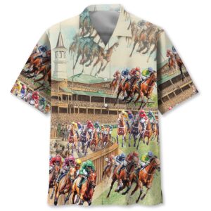 Sportswearmerch Horse Racing Vintage Stadium Hawaiian Shirt For Fan