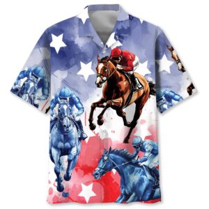 Sportswearmerch Horse Racing Watercolor Hawaiian Shirt For Fan