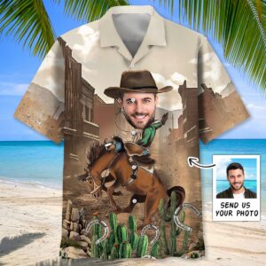Sportswearmerch Horse Rodeo Western Custom Photo Hawaiian Shirt For Fan