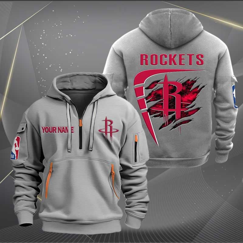 Sportswearmerch Houston Rockets NBA Personalized Half Zip Hoodie For Fan