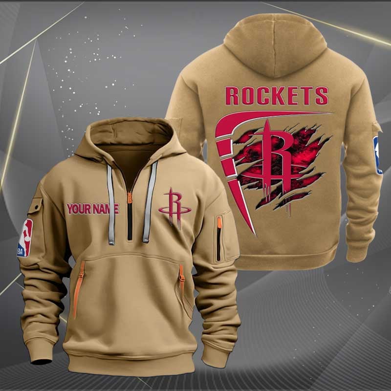 Sportswearmerch Houston Rockets NBA Personalized Half Zip Hoodie For Fan