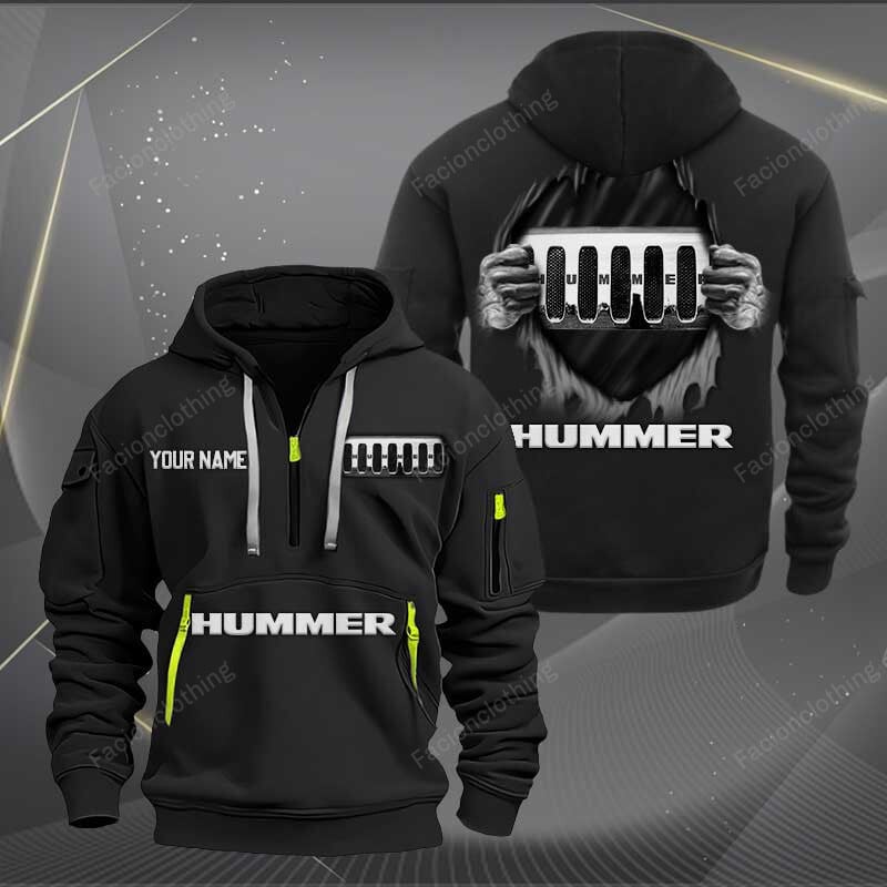 Sportswearmerch Hummer Car Personalized Half Zip Hoodie For Fan