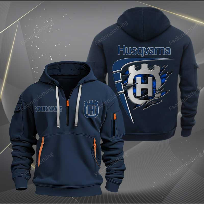 Sportswearmerch Husqvarna Motorcycle Personalized Half Zip Hoodie For Fan