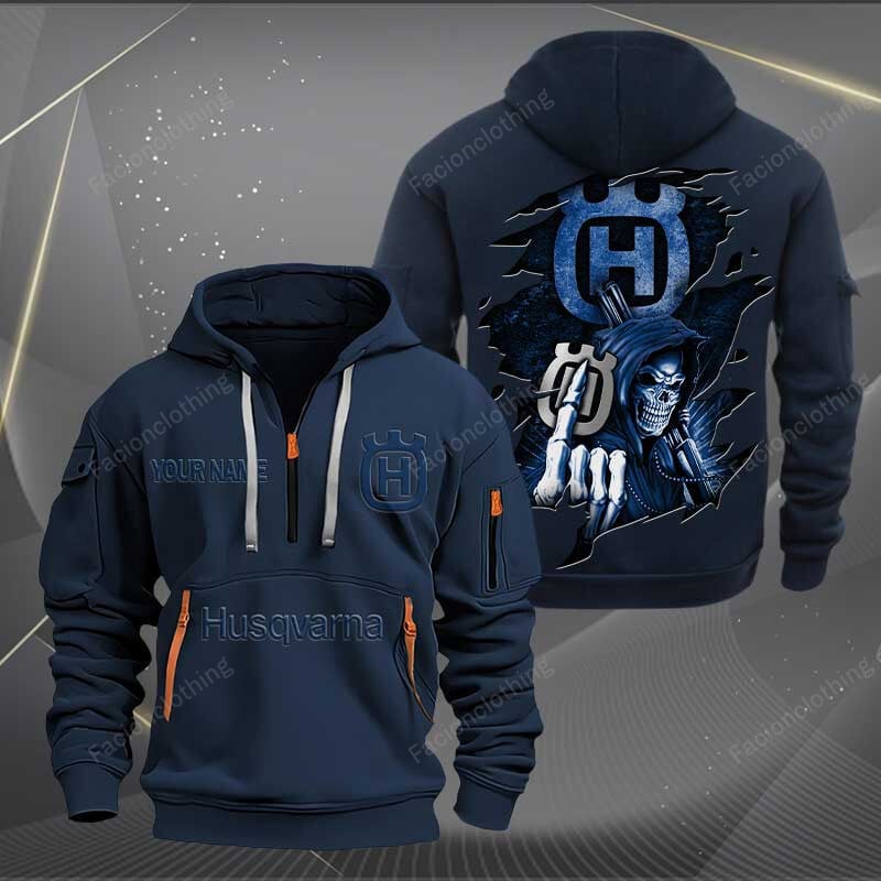 Sportswearmerch Husqvarna Motorcycle Personalized Half Zip Hoodie For Fan