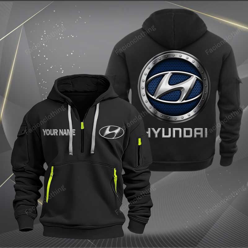 Sportswearmerch Hyundai Car Personalized Half Zip Hoodie For Fan