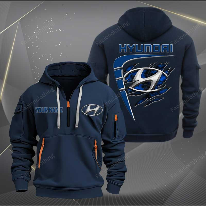 Sportswearmerch Hyundai Car Personalized Half Zip Hoodie For Fan