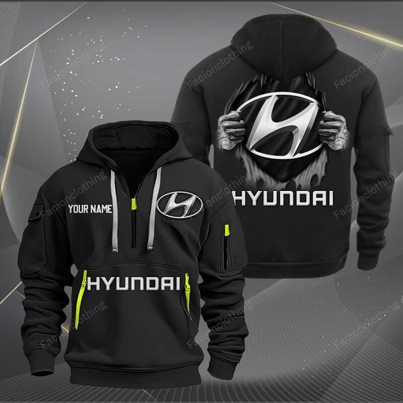 Sportswearmerch Hyundai Car Personalized Half Zip Hoodie For Fan