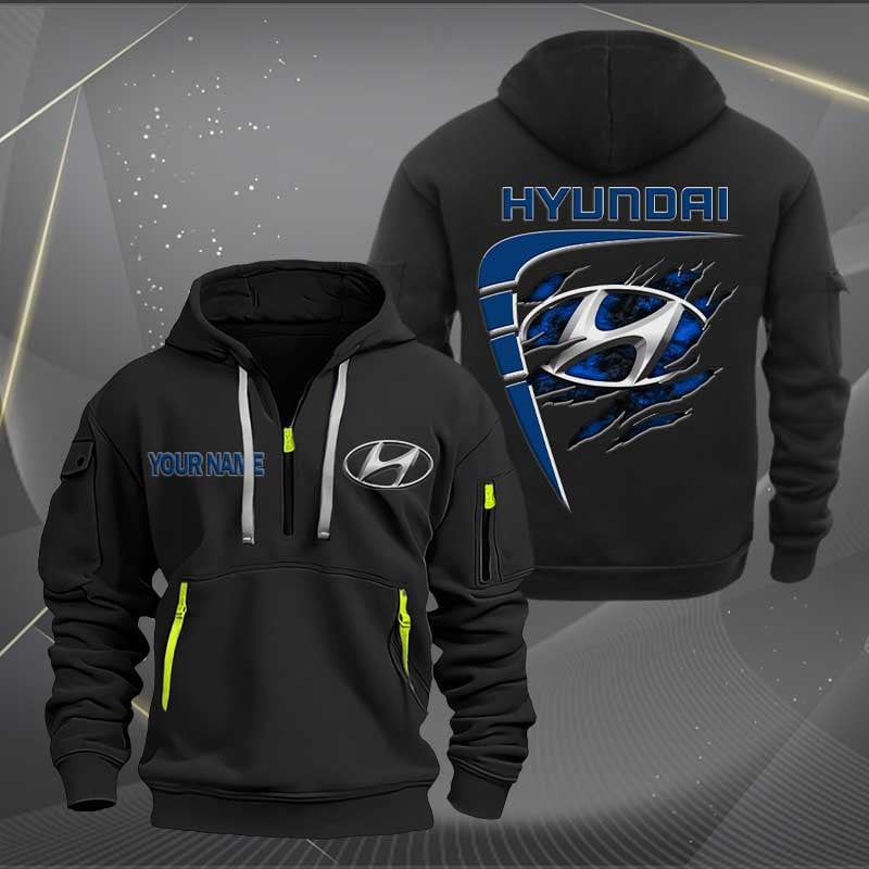Sportswearmerch Hyundai Car Personalized Half Zip Hoodie For Fan