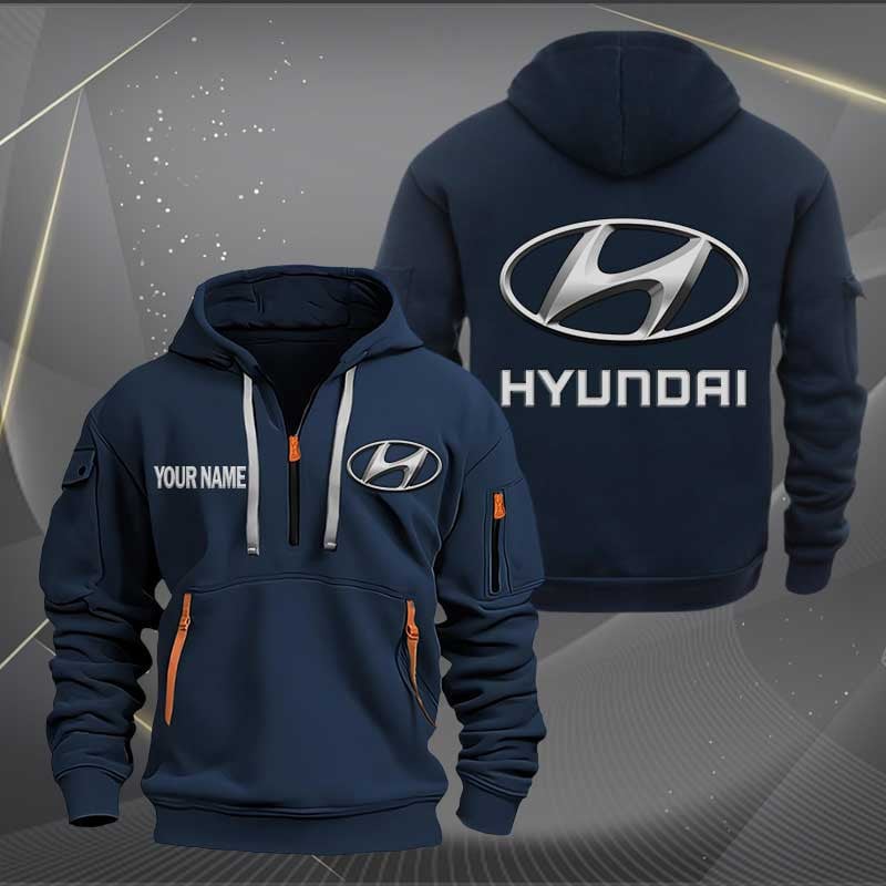 Sportswearmerch Hyundai Car Personalized Half Zip Hoodie For Fan