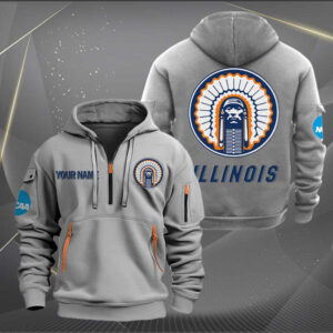 Sportswearmerch Illinois Fighting Illini Hockey NCAA Personalized Half Zip Hoodie For Fan
