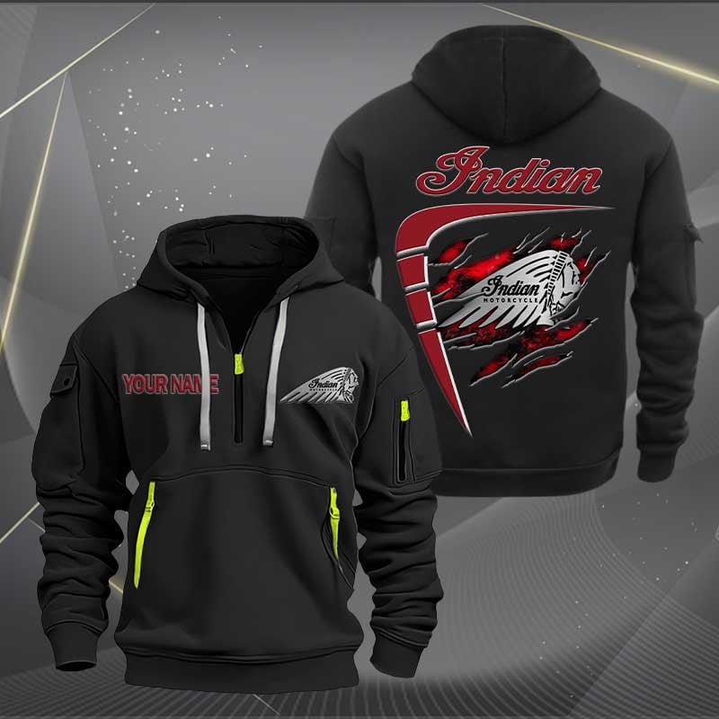 Sportswearmerch Indian Motorcycle Personalized Half Zip Hoodie For Fan