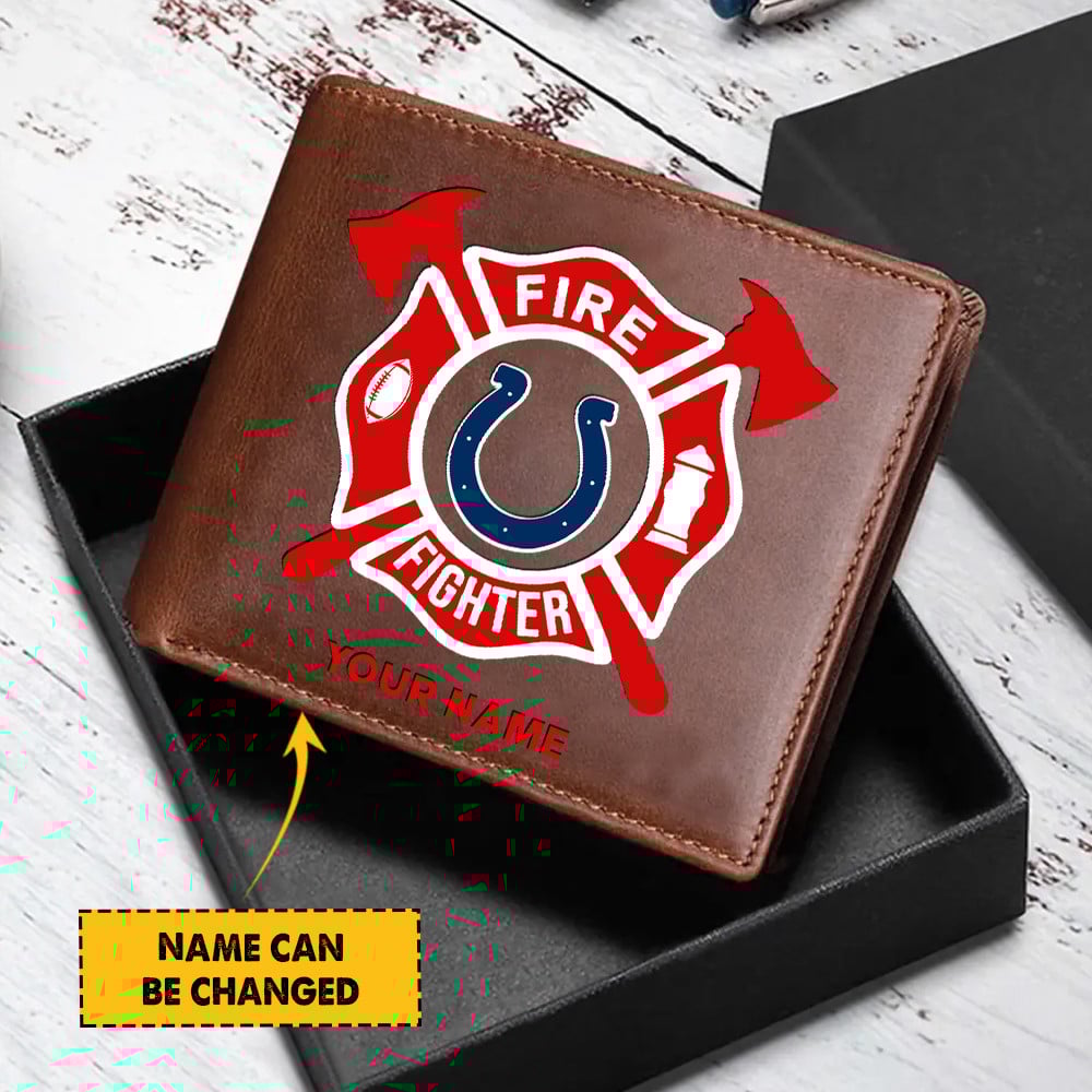 Sportswearmerch Indianapolis Colts NFL Team And Fire Fighter Man Folded Wallet Perfect Gift For Fan