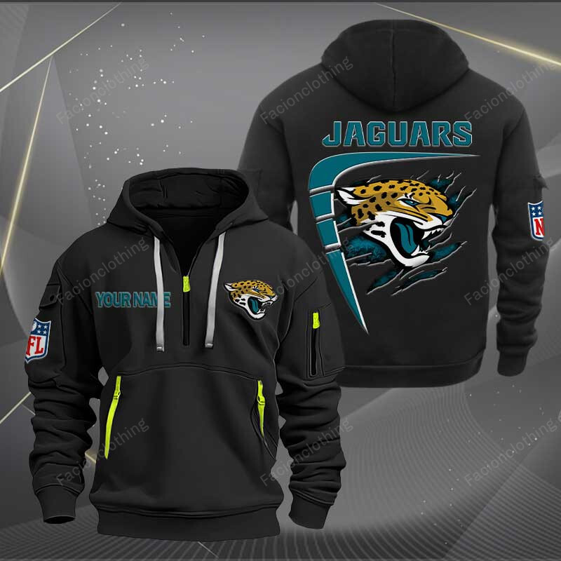 Sportswearmerch Jacksonville Jaguar NFL Personalized Half Zip Hoodie For Fan
