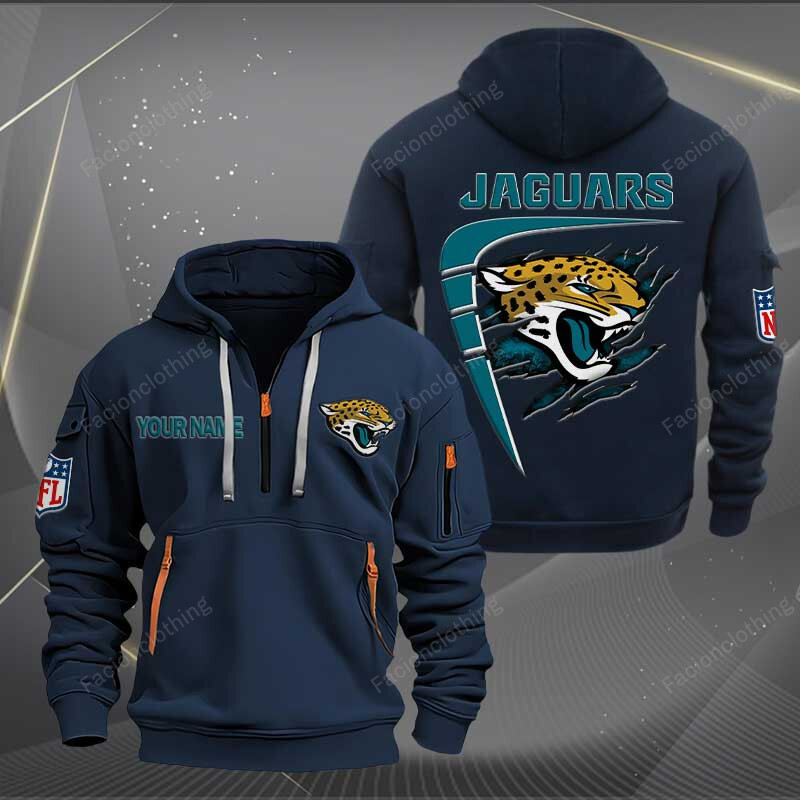 Sportswearmerch Jacksonville Jaguar NFL Personalized Half Zip Hoodie For Fan