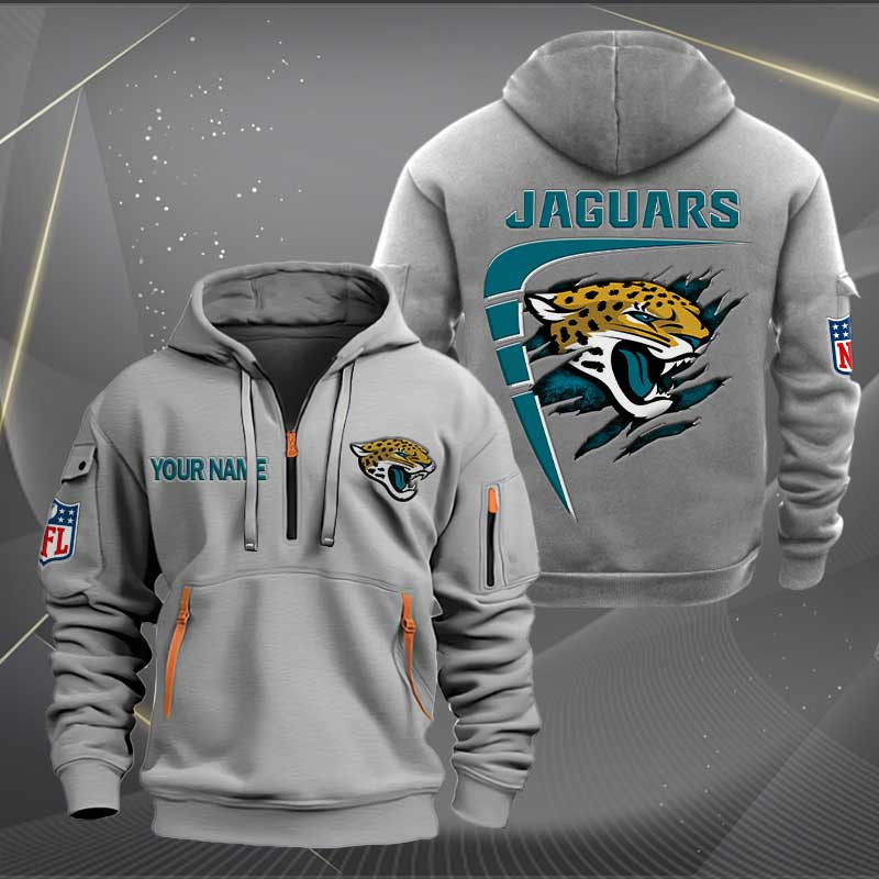 Sportswearmerch Jacksonville Jaguar NFL Personalized Half Zip Hoodie For Fan