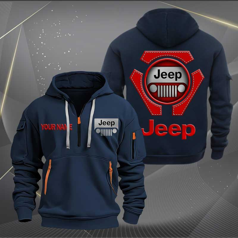 Sportswearmerch Jeep Car Personalized Half Zip Hoodie For Fan