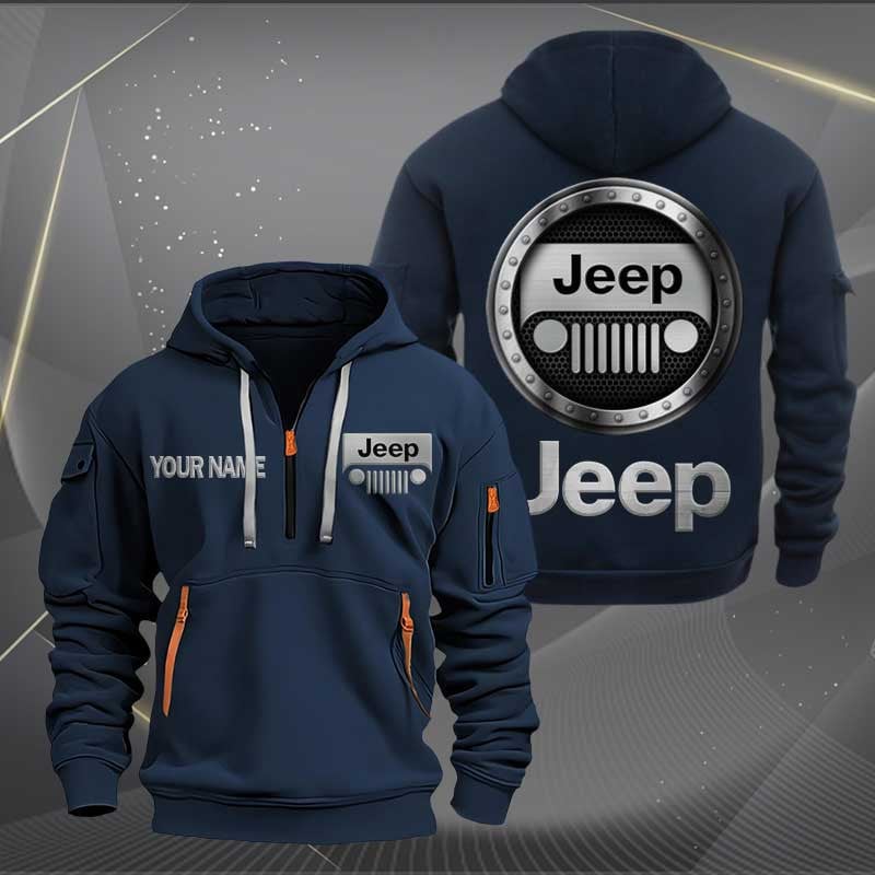 Sportswearmerch Jeep Car Personalized Half Zip Hoodie For Fan