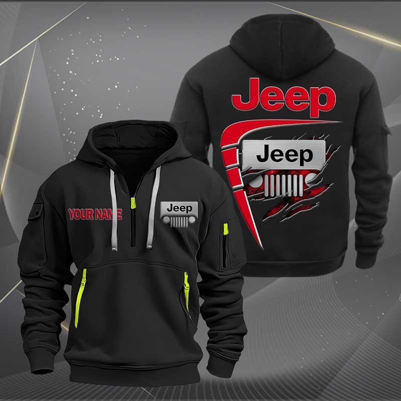 Sportswearmerch Jeep Car Personalized Half Zip Hoodie For Fan