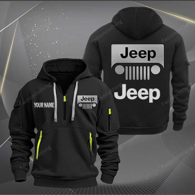 Sportswearmerch Jeep Car Personalized Half Zip Hoodie For Fan