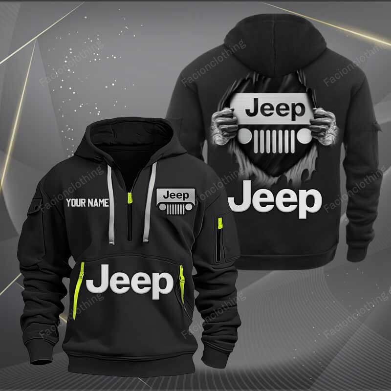 Sportswearmerch Jeep Car Personalized Half Zip Hoodie For Fan