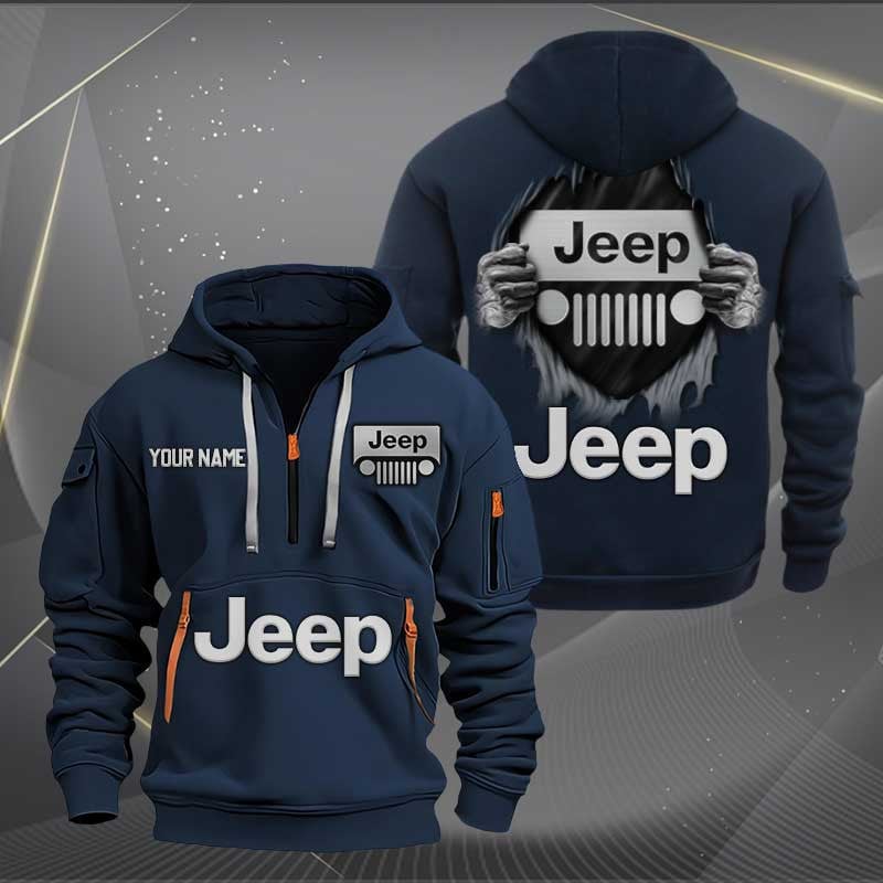 Sportswearmerch Jeep Car Personalized Half Zip Hoodie For Fan