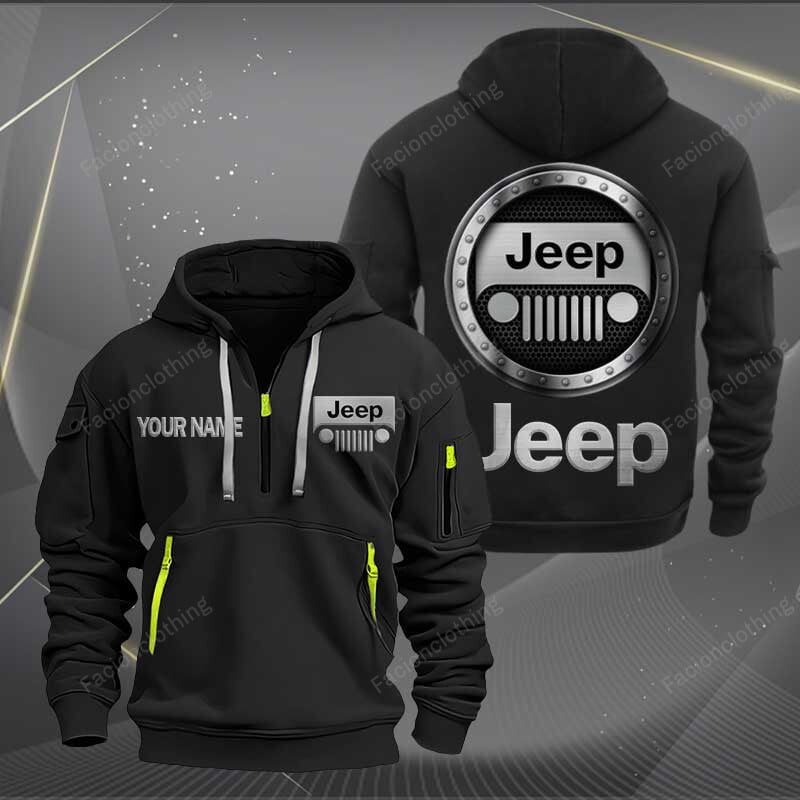 Sportswearmerch Jeep Car Personalized Half Zip Hoodie For Fan