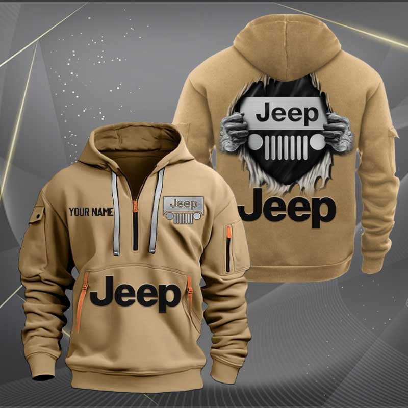 Sportswearmerch Jeep Car Personalized Half Zip Hoodie For Fan