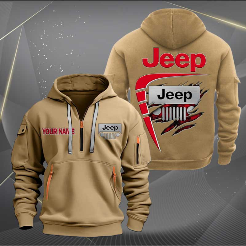 Sportswearmerch Jeep Car Personalized Half Zip Hoodie For Fan