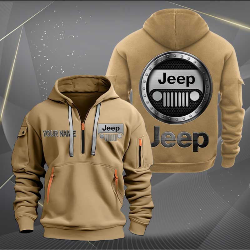 Sportswearmerch Jeep Car Personalized Half Zip Hoodie For Fan