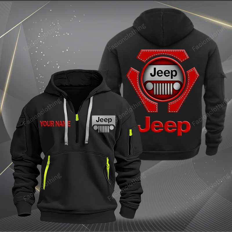 Sportswearmerch Jeep Car Personalized Half Zip Hoodie For Fan