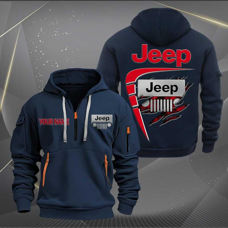 Sportswearmerch Jeep Car Personalized Half Zip Hoodie For Fan