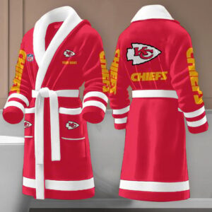 Sportswearmerch Kansas City Chiefs NFL New Fleece Bathrobe Personalized Gifts For Fan