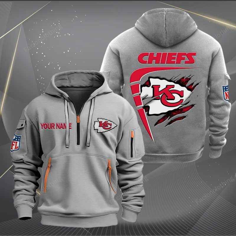 Sportswearmerch Kansas City Chiefs NFL Personalized Half Zip Hoodie For Fan