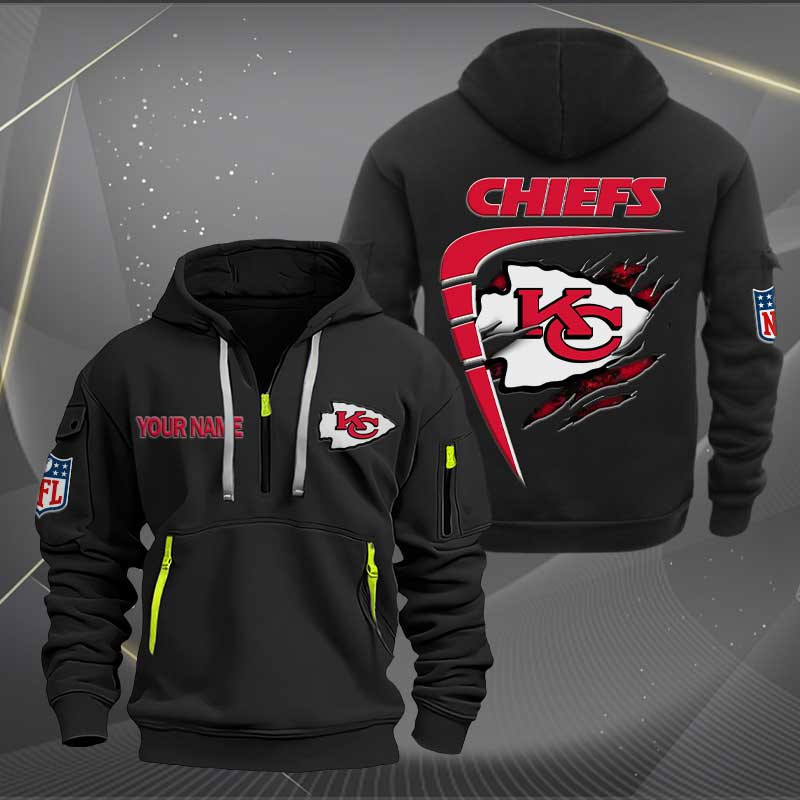 Sportswearmerch Kansas City Chiefs NFL Personalized Half Zip Hoodie For Fan