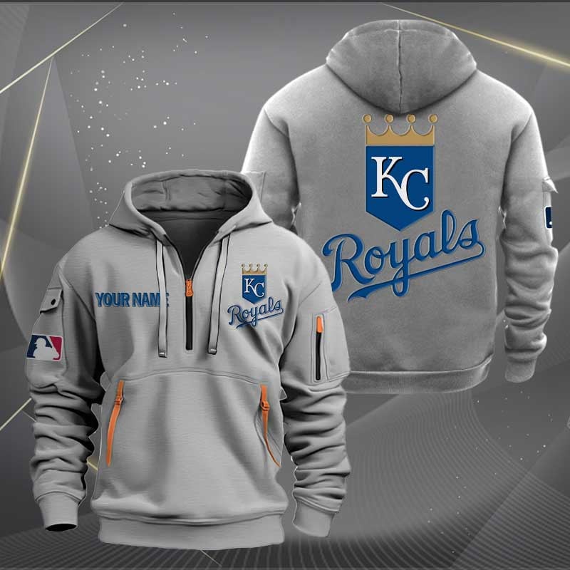 Sportswearmerch Kansas City Royals MLB Personalized Half Zip Hoodie For Fan