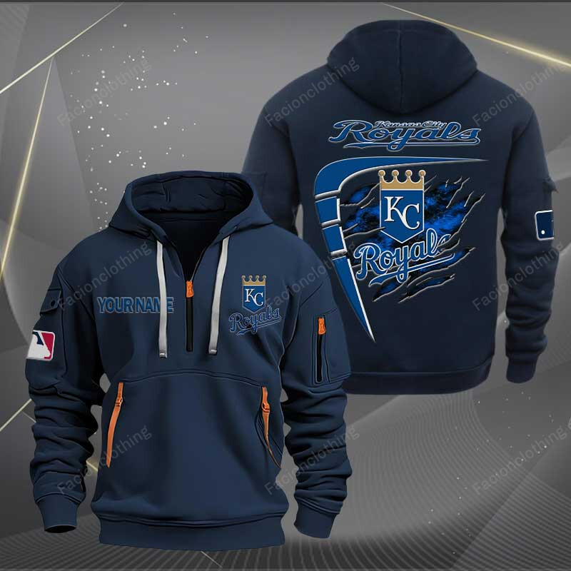 Sportswearmerch Kansas City Royals MLB Personalized Half Zip Hoodie For Fan