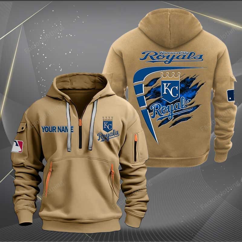 Sportswearmerch Kansas City Royals MLB Personalized Half Zip Hoodie For Fan
