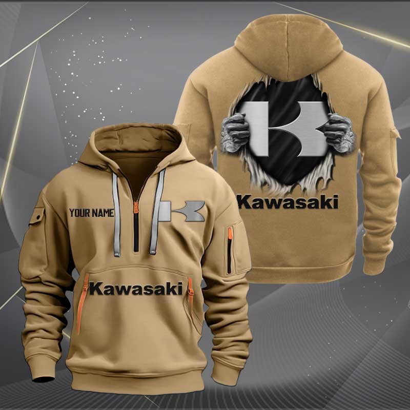 Sportswearmerch Kawasaki Motorcycle Half Zip Hoodie For Fan