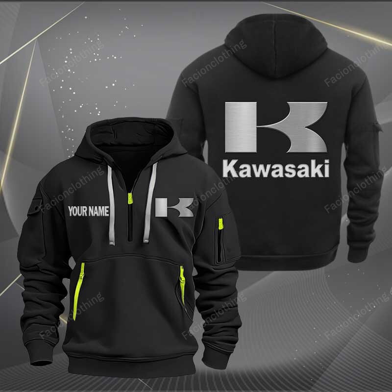 Sportswearmerch Kawasaki Motorcycle Half Zip Hoodie For Fan