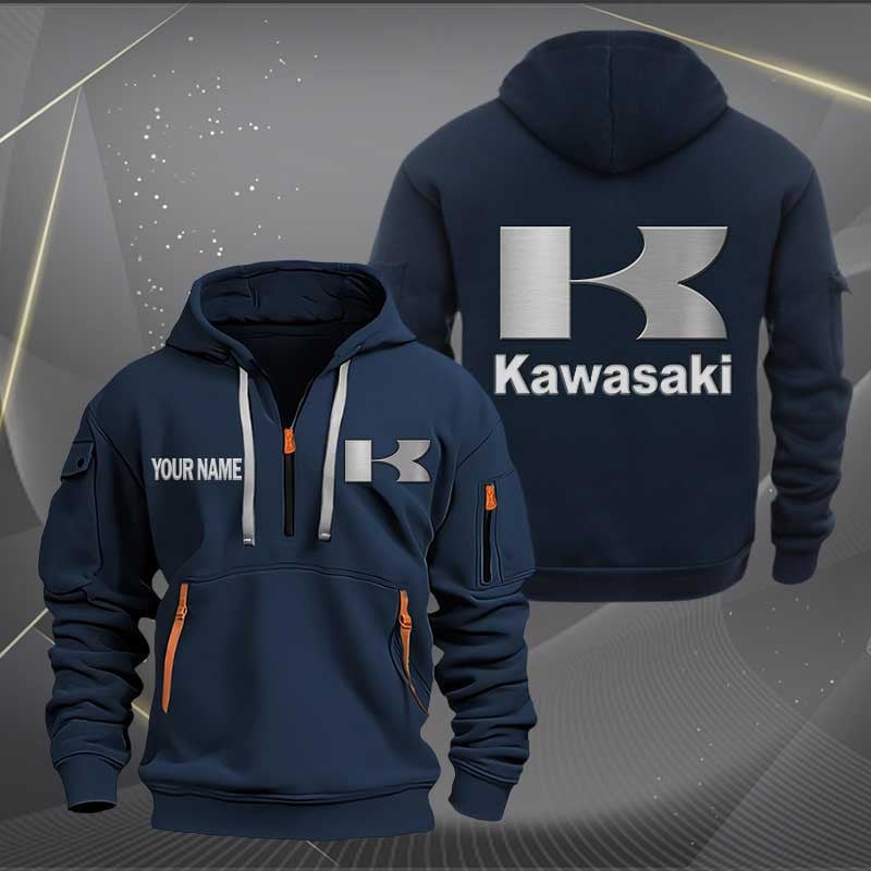 Sportswearmerch Kawasaki Motorcycle Half Zip Hoodie For Fan