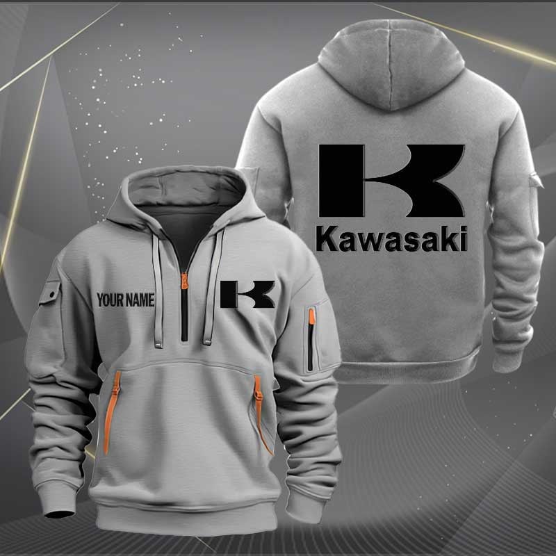 Sportswearmerch Kawasaki Motorcycle Half Zip Hoodie For Fan