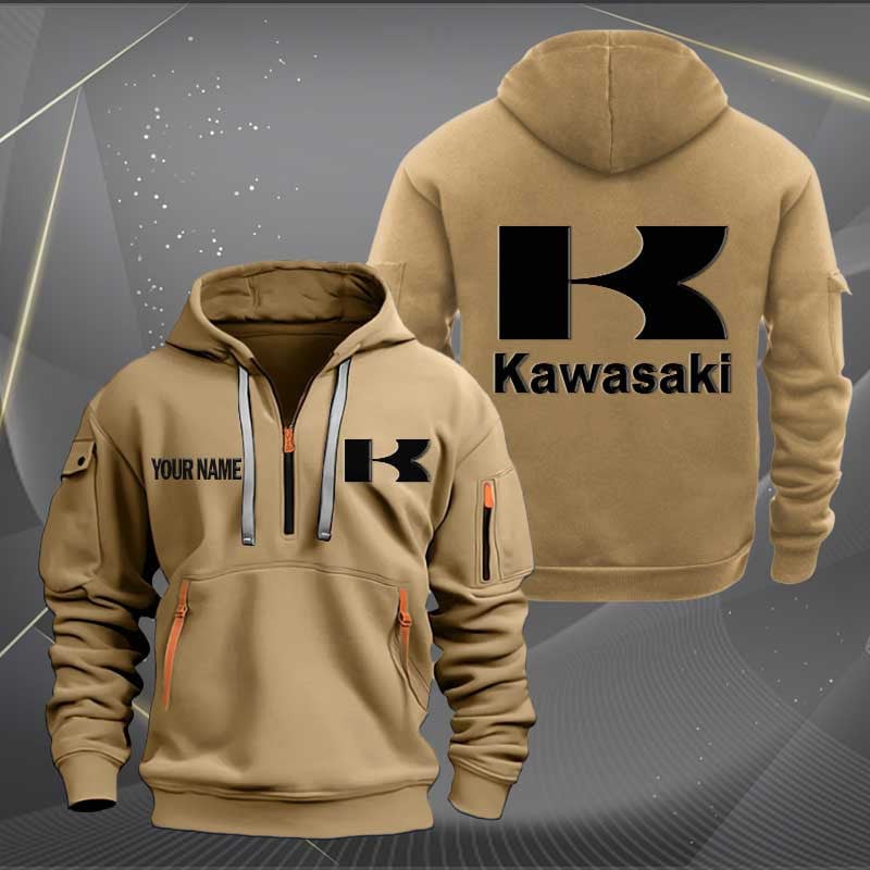 Sportswearmerch Kawasaki Motorcycle Half Zip Hoodie For Fan