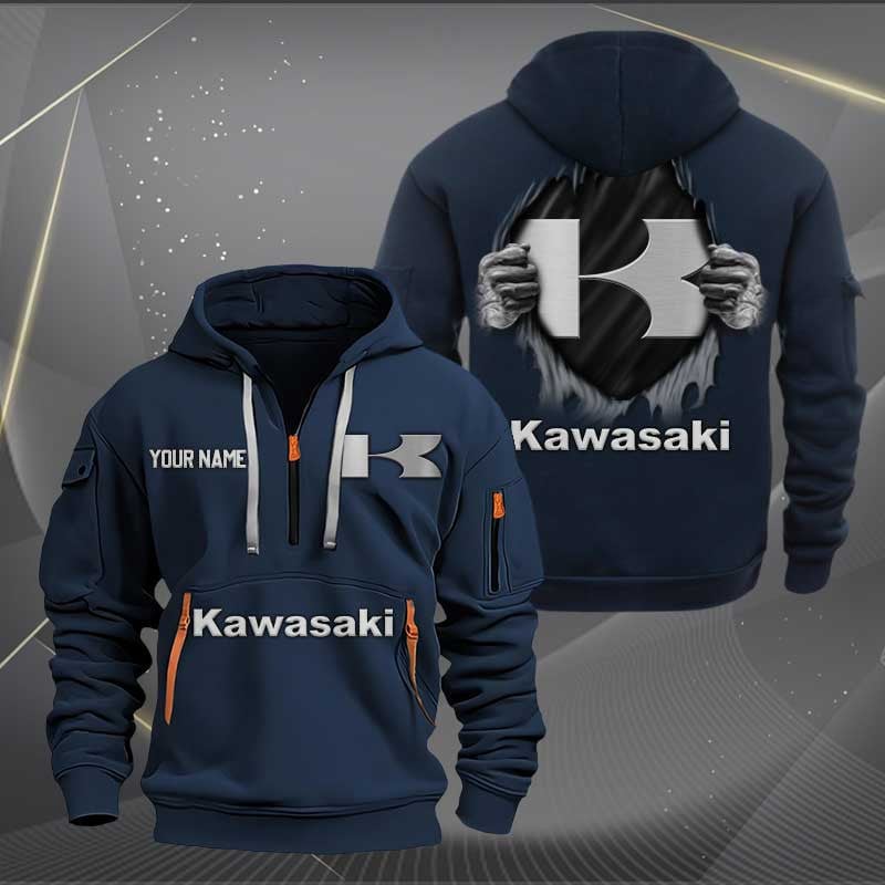 Sportswearmerch Kawasaki Motorcycle Half Zip Hoodie For Fan