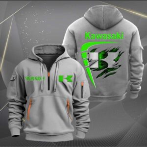 Sportswearmerch Kawasaki Motorcycle Personalized Half Zip Hoodie For Fan